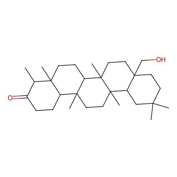 2D Structure of (4R,4aS,6aR,6aS,6bR,8aS,12aS,14aS,14bR)-8a-(hydroxymethyl)-4,4a,6a,6b,11,11,14a-heptamethyl-2,4,5,6,6a,7,8,9,10,12,12a,13,14,14b-tetradecahydro-1H-picen-3-one
