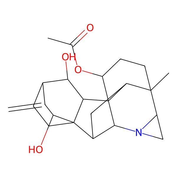 2D Structure of [(1R,2S,5S,11S,12R,14R,15S,16R,17R)-12,15-dihydroxy-5-methyl-13-methylidene-8-azaheptacyclo[8.6.2.211,14.01,9.05,17.06,8.011,16]icosan-2-yl] acetate