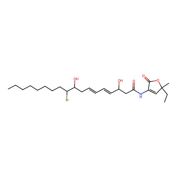 2D Structure of (4E,6Z)-10-bromo-N-(5-ethyl-5-methyl-2-oxofuran-3-yl)-3,9-dihydroxyoctadeca-4,6-dienamide