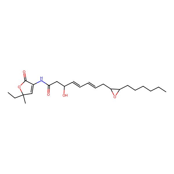 2D Structure of (4E,6Z)-N-(5-ethyl-5-methyl-2-oxofuran-3-yl)-8-(3-hexyloxiran-2-yl)-3-hydroxyocta-4,6-dienamide