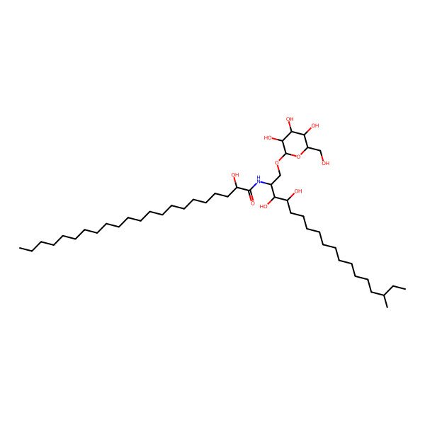 2D Structure of (2R)-N-[(2S,3S,4R,16R)-3,4-dihydroxy-16-methyl-1-[(2R,3S,4S,5R,6R)-3,4,5-trihydroxy-6-(hydroxymethyl)oxan-2-yl]oxyoctadecan-2-yl]-2-hydroxydocosanamide