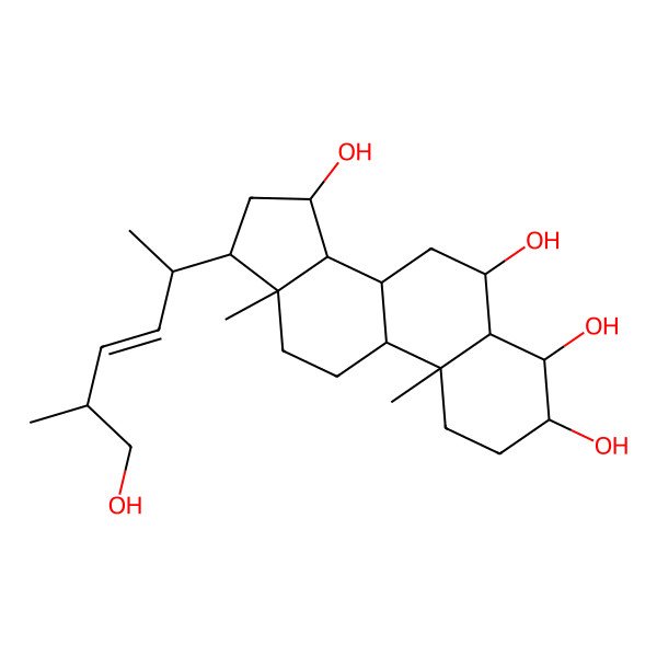 2D Structure of (3S,4R,5S,6S,8R,9S,10R,13R,14S,15R,17R)-17-[(E,2S,5R)-6-hydroxy-5-methylhex-3-en-2-yl]-10,13-dimethyl-2,3,4,5,6,7,8,9,11,12,14,15,16,17-tetradecahydro-1H-cyclopenta[a]phenanthrene-3,4,6,15-tetrol