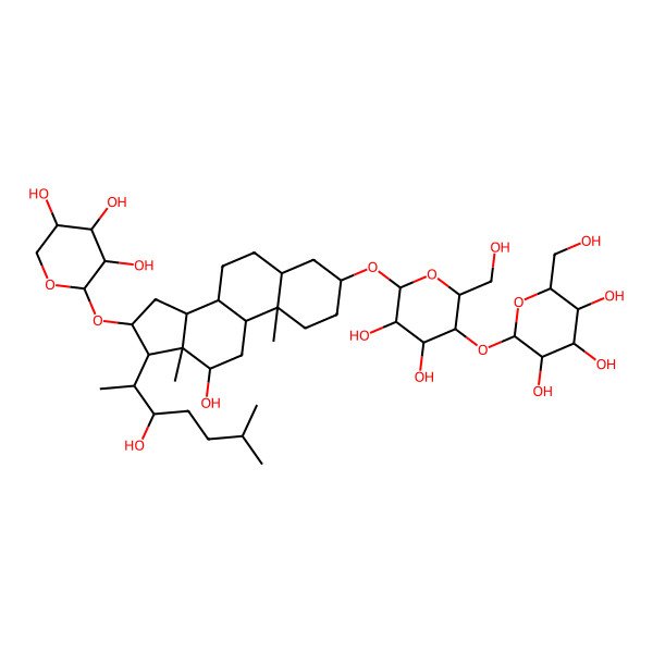 2D Structure of (2S,3R,4S,5S,6R)-2-[(2R,3R,4R,5R,6R)-4,5-dihydroxy-6-[[(3S,5S,8R,9S,10S,12S,13S,14S,16S,17R)-12-hydroxy-17-[(2S,3S)-3-hydroxy-6-methylheptan-2-yl]-10,13-dimethyl-16-[(2S,3R,4S,5R)-3,4,5-trihydroxyoxan-2-yl]oxy-2,3,4,5,6,7,8,9,11,12,14,15,16,17-tetradecahydro-1H-cyclopenta[a]phenanthren-3-yl]oxy]-2-(hydroxymethyl)oxan-3-yl]oxy-6-(hydroxymethyl)oxane-3,4,5-triol