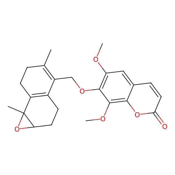 2D Structure of 7-[(5,7b-dimethyl-2,3,6,7-tetrahydro-1aH-naphtho[1,2-b]oxiren-4-yl)methoxy]-6,8-dimethoxychromen-2-one