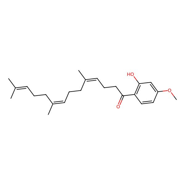 2D Structure of (4E,8E)-1-(2-hydroxy-4-methoxyphenyl)-5,9,13-trimethyltetradeca-4,8,12-trien-1-one