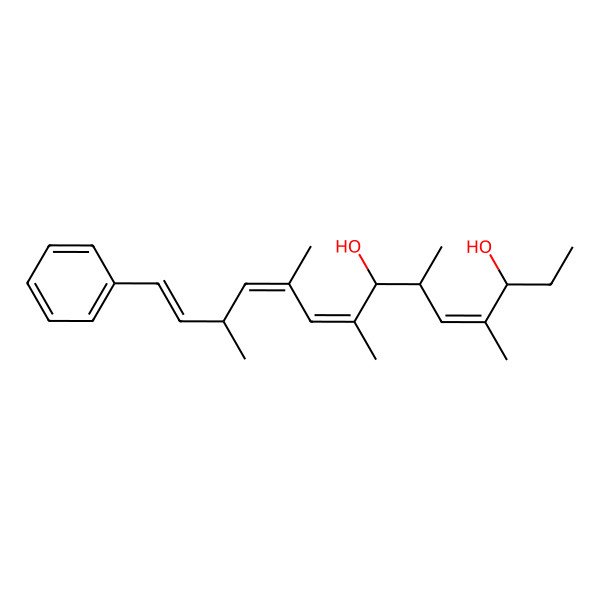 2D Structure of (4E,8E,10E,13E)-4,6,8,10,12-pentamethyl-14-phenyltetradeca-4,8,10,13-tetraene-3,7-diol