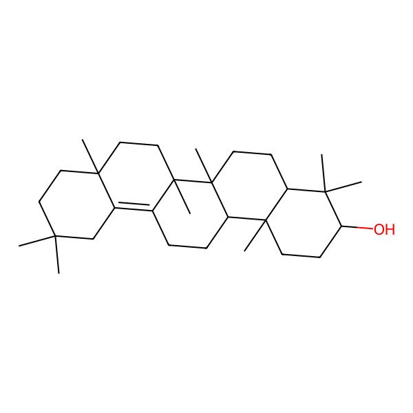 2D Structure of (3R,4aR,6aR,6bS,8aR,14aR,14bS)-4,4,6a,6b,8a,11,11,14b-octamethyl-1,2,3,4a,5,6,7,8,9,10,12,13,14,14a-tetradecahydropicen-3-ol