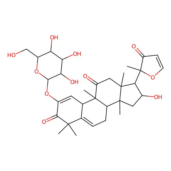 2D Structure of (16alpha,20R)-20,24-epoxy-2,16-dihydroxy-25,26,27-trinorcucurbita-1,5,23-triene-3,11,22-trione 2-O-beta-Dglucopyranoside