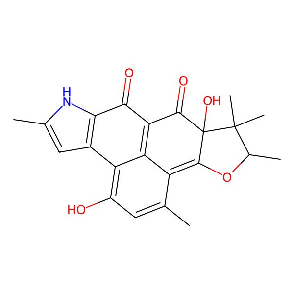 2D Structure of 9,17-Dihydroxy-5,11,15,16,16-pentamethyl-14-oxa-4-azapentacyclo[10.6.1.03,7.08,19.013,17]nonadeca-1(19),3(7),5,8,10,12-hexaene-2,18-dione