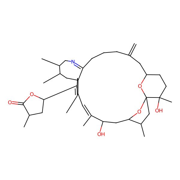2D Structure of (5S)-5-[(1R,3R,4R,6S,7E,9S,14R,16S,17R,26S,29R)-6,29-dihydroxy-3,7,10,16,17,29-hexamethyl-24-methylidene-30,31-dioxa-19-azapentacyclo[24.3.1.11,4.09,14.014,20]hentriaconta-7,10,19-trien-11-yl]-3-methyloxolan-2-one