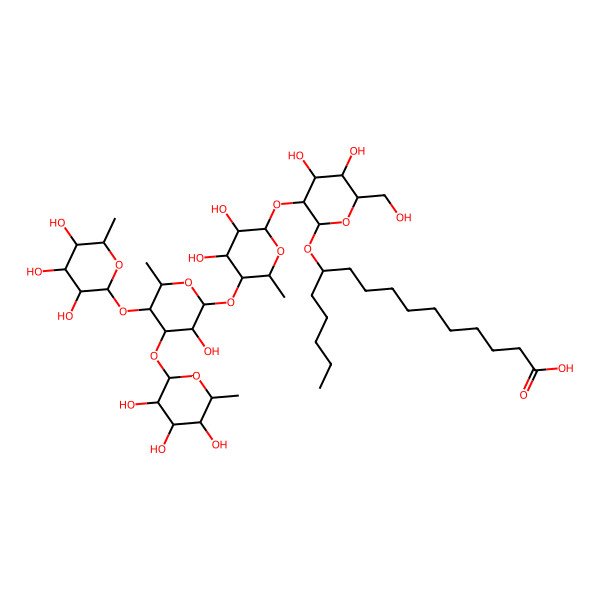 2D Structure of (11S)-11-[(2R,3R,4S,5S,6R)-3-[(2S,3R,4S,5R,6S)-3,4-dihydroxy-5-[(2S,3R,4S,5S,6S)-3-hydroxy-6-methyl-4,5-bis[[(2S,3R,4R,5R,6S)-3,4,5-trihydroxy-6-methyloxan-2-yl]oxy]oxan-2-yl]oxy-6-methyloxan-2-yl]oxy-4,5-dihydroxy-6-(hydroxymethyl)oxan-2-yl]oxyhexadecanoic acid