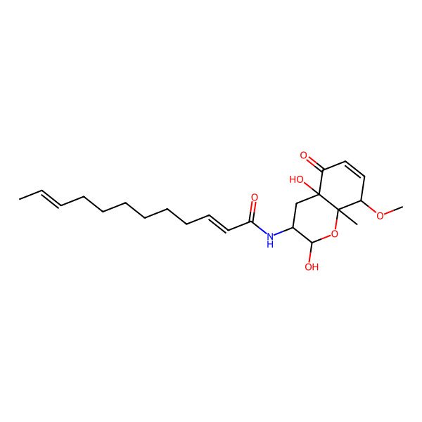 2D Structure of (2E,10E)-N-[(2R,3S,4aS,8R,8aS)-2,4a-dihydroxy-8-methoxy-8a-methyl-5-oxo-2,3,4,8-tetrahydrochromen-3-yl]dodeca-2,10-dienamide