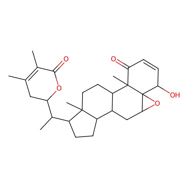 2D Structure of (1S,2R,6S,7R,9R,11S,12S,15R,16S)-15-[(1S)-1-[(2S)-4,5-dimethyl-6-oxo-2,3-dihydropyran-2-yl]ethyl]-6-hydroxy-2,16-dimethyl-8-oxapentacyclo[9.7.0.02,7.07,9.012,16]octadec-4-en-3-one
