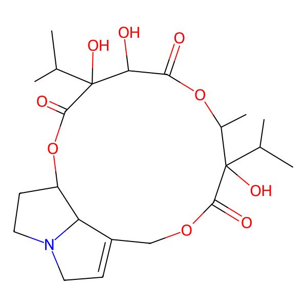 2D Structure of 4,5,9-Trihydroxy-8-methyl-4,9-di(propan-2-yl)-2,7,11-trioxa-16-azatricyclo[11.5.1.016,19]nonadec-13-ene-3,6,10-trione