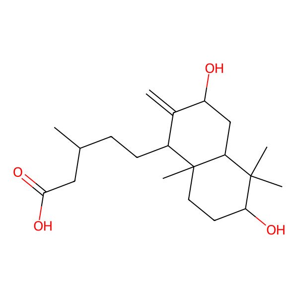 2D Structure of (3S)-5-[(1R,3R,4aR,6S,8aS)-3,6-dihydroxy-5,5,8a-trimethyl-2-methylidene-3,4,4a,6,7,8-hexahydro-1H-naphthalen-1-yl]-3-methylpentanoic acid
