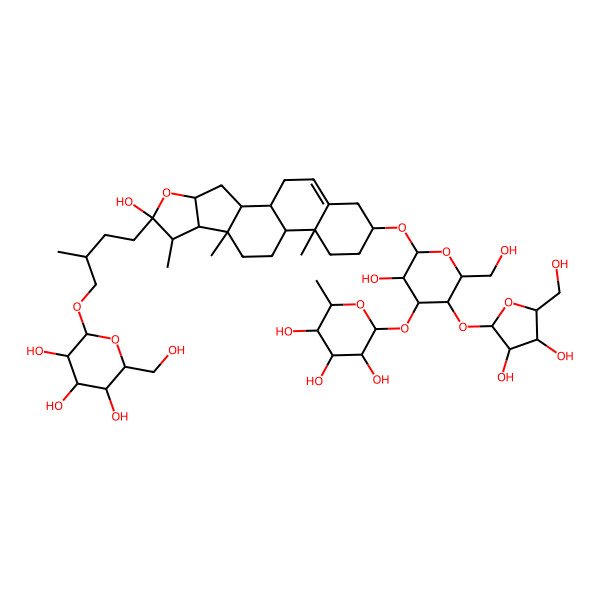 2D Structure of (2R,3S,4R,5R,6S)-2-[(2S,3S,4S,5S,6S)-3-[(2R,3S,4S,5R)-3,4-dihydroxy-5-(hydroxymethyl)oxolan-2-yl]oxy-5-hydroxy-2-(hydroxymethyl)-6-[[(1S,2S,4S,6R,7S,8R,9R,12S,13S,16R)-6-hydroxy-7,9,13-trimethyl-6-[(3R)-3-methyl-4-[(2R,3R,4S,5S,6R)-3,4,5-trihydroxy-6-(hydroxymethyl)oxan-2-yl]oxybutyl]-5-oxapentacyclo[10.8.0.02,9.04,8.013,18]icos-18-en-16-yl]oxy]oxan-4-yl]oxy-6-methyloxane-3,4,5-triol