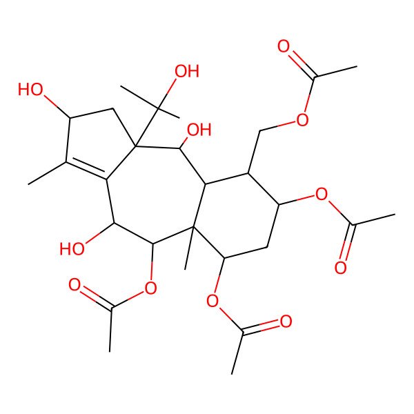 2D Structure of [5,6,8-Triacetyloxy-2,4,10-trihydroxy-10a-(2-hydroxypropan-2-yl)-3,5a-dimethyl-1,2,4,5,6,7,8,9,9a,10-decahydrobenzo[f]azulen-9-yl]methyl acetate