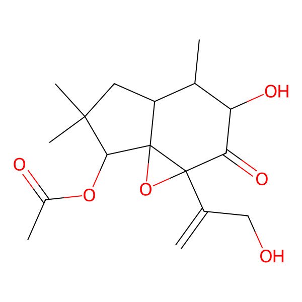 2D Structure of [5-Hydroxy-3-(3-hydroxyprop-1-en-2-yl)-6,9,9-trimethyl-4-oxo-2-oxatricyclo[5.3.0.01,3]decan-10-yl] acetate