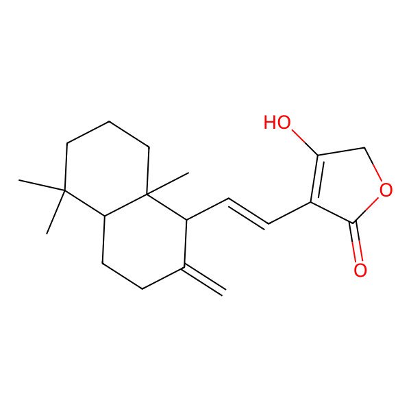 2D Structure of 4-[2-(5,5,8a-trimethyl-2-methylidene-3,4,4a,6,7,8-hexahydro-1H-naphthalen-1-yl)ethenyl]-3-hydroxy-2H-furan-5-one