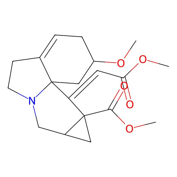 2D Structure of methyl (1R,3S,11R,13R,14E)-3-methoxy-14-(2-methoxy-2-oxoethylidene)-9-azatetracyclo[7.5.0.01,6.011,13]tetradec-5-ene-13-carboxylate