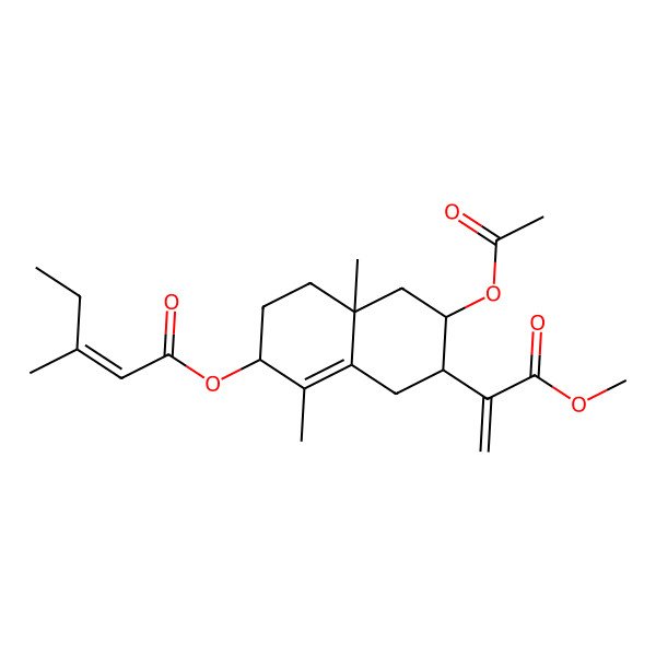 2D Structure of [6-acetyloxy-7-(3-methoxy-3-oxoprop-1-en-2-yl)-1,4a-dimethyl-3,4,5,6,7,8-hexahydro-2H-naphthalen-2-yl] 3-methylpent-2-enoate