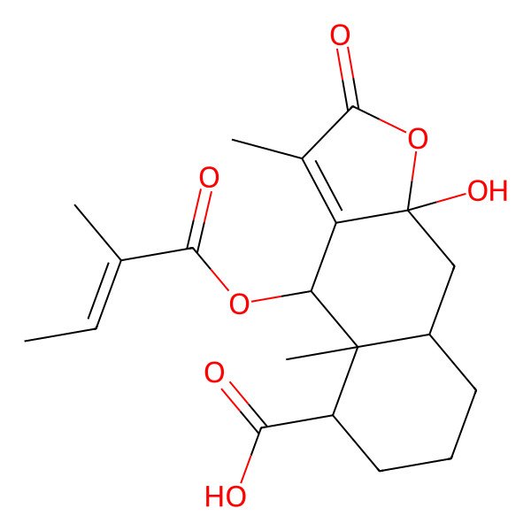 2D Structure of (4S,4aS,5S,8aR,9aS)-9a-hydroxy-3,4a-dimethyl-4-[(Z)-2-methylbut-2-enoyl]oxy-2-oxo-5,6,7,8,8a,9-hexahydro-4H-benzo[f][1]benzofuran-5-carboxylic acid