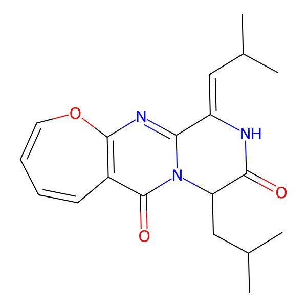 2D Structure of 7-(2-Methylpropyl)-4-(2-methylpropylidene)-15-oxa-2,5,8-triazatricyclo[8.5.0.03,8]pentadeca-1(10),2,11,13-tetraene-6,9-dione