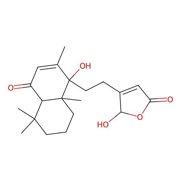 2D Structure of (2S)-3-[2-[(1S,4aR,8aR)-1-hydroxy-2,5,5,8a-tetramethyl-4-oxo-4a,6,7,8-tetrahydronaphthalen-1-yl]ethyl]-2-hydroxy-2H-furan-5-one