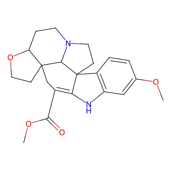 2D Structure of Methyl 5-methoxy-15-oxa-8,19-diazahexacyclo[10.9.1.01,9.02,7.012,16.019,22]docosa-2(7),3,5,9-tetraene-10-carboxylate