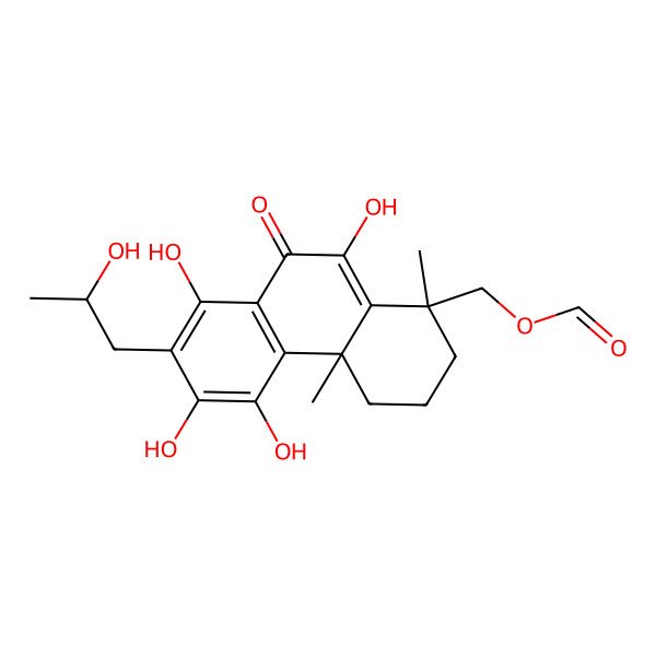 2D Structure of [5,6,8,10-tetrahydroxy-7-(2-hydroxypropyl)-1,4a-dimethyl-9-oxo-3,4-dihydro-2H-phenanthren-1-yl]methyl formate