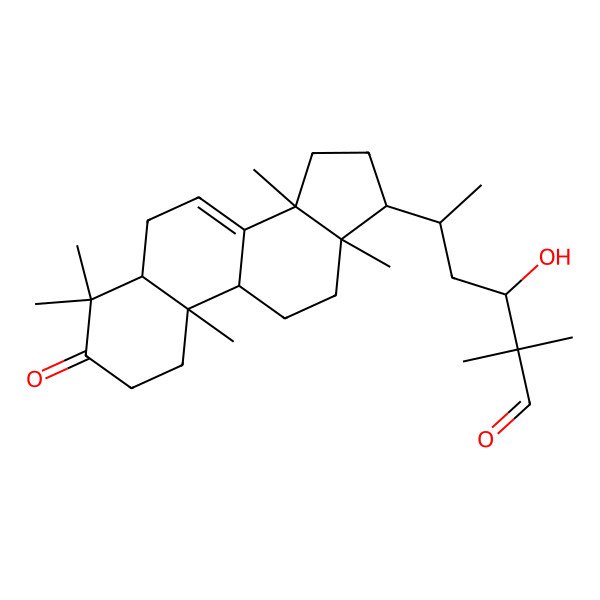 2D Structure of (3R,5S)-3-hydroxy-2,2-dimethyl-5-[(5R,9R,10R,13S,14S,17S)-4,4,10,13,14-pentamethyl-3-oxo-1,2,5,6,9,11,12,15,16,17-decahydrocyclopenta[a]phenanthren-17-yl]hexanal