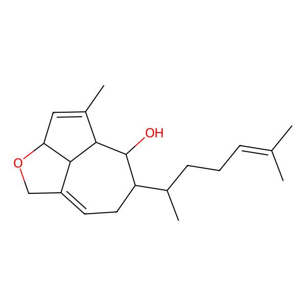 2D Structure of (4R,7R,8S,9S,12R)-6-methyl-9-[(2R)-6-methylhept-5-en-2-yl]-3-oxatricyclo[5.4.1.04,12]dodeca-1(11),5-dien-8-ol