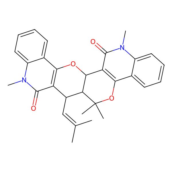 2D Structure of (1R,14R,15S)-4,13,13,18-tetramethyl-15-(2-methylprop-1-enyl)-12,26-dioxa-4,18-diazahexacyclo[12.12.0.02,11.05,10.016,25.019,24]hexacosa-2(11),5,7,9,16(25),19,21,23-octaene-3,17-dione