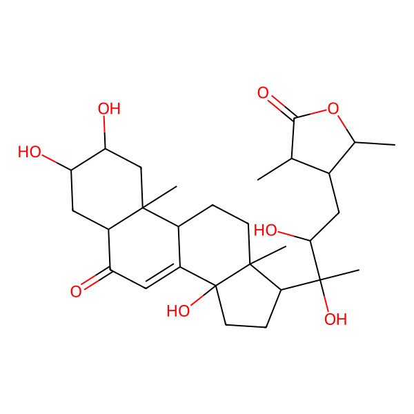 2D Structure of (3R,4S,5S)-4-[(2R,3R)-2,3-dihydroxy-3-[(2S,3R,5R,9R,10R,13R,14S,17S)-2,3,14-trihydroxy-10,13-dimethyl-6-oxo-2,3,4,5,9,11,12,15,16,17-decahydro-1H-cyclopenta[a]phenanthren-17-yl]butyl]-3,5-dimethyloxolan-2-one