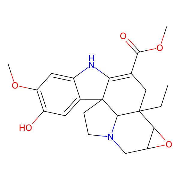 2D Structure of Methyl 12-ethyl-4-hydroxy-5-methoxy-14-oxa-8,17-diazahexacyclo[10.7.1.01,9.02,7.013,15.017,20]icosa-2,4,6,9-tetraene-10-carboxylate