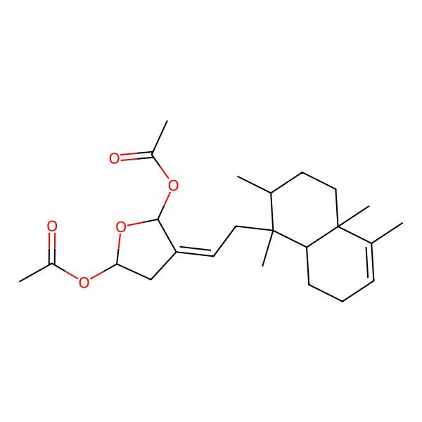 2D Structure of [5-Acetyloxy-4-[2-(1,2,4a,5-tetramethyl-2,3,4,7,8,8a-hexahydronaphthalen-1-yl)ethylidene]oxolan-2-yl] acetate