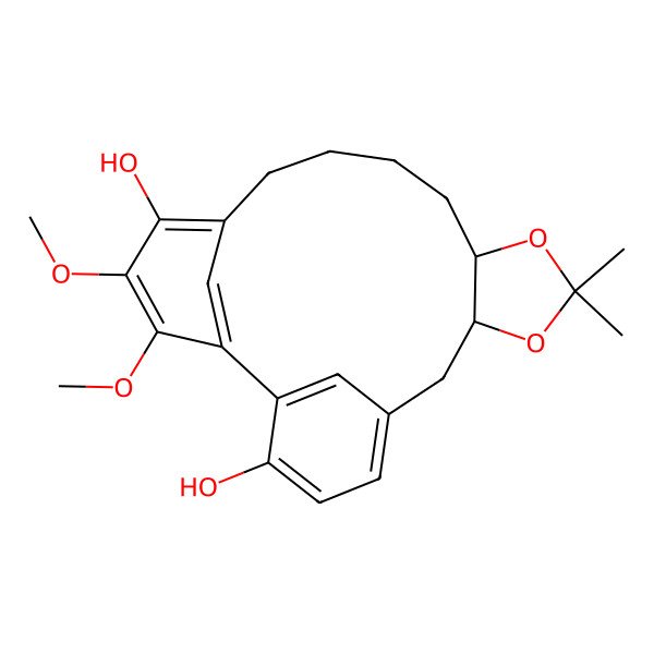 2D Structure of 19,20-Dimethoxy-10,10-dimethyl-9,11-dioxatetracyclo[15.3.1.12,6.08,12]docosa-1(20),2,4,6(22),17(21),18-hexaene-3,18-diol