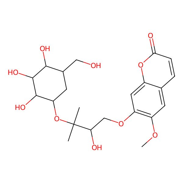 2D Structure of 7-[2-Hydroxy-3-methyl-3-[2,3,4-trihydroxy-5-(hydroxymethyl)cyclohexyl]oxybutoxy]-6-methoxychromen-2-one