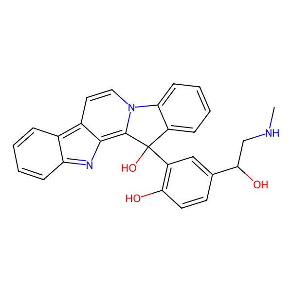 2D Structure of (20S)-20-[2-hydroxy-5-[(1S)-1-hydroxy-2-(methylamino)ethyl]phenyl]-3,13-diazapentacyclo[11.7.0.02,10.04,9.014,19]icosa-1,3,5,7,9,11,14,16,18-nonaen-20-ol