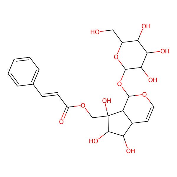 2D Structure of [(1S,4aR,5S,6R,7S,7aS)-5,6,7-trihydroxy-1-[(2S,3R,4S,5S,6R)-3,4,5-trihydroxy-6-(hydroxymethyl)oxan-2-yl]oxy-4a,5,6,7a-tetrahydro-1H-cyclopenta[c]pyran-7-yl]methyl (E)-3-phenylprop-2-enoate