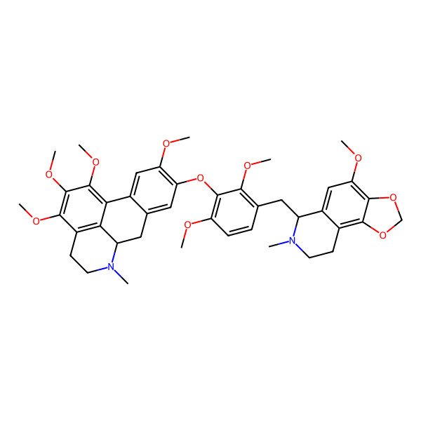 2D Structure of (6S)-6-[[3-[[(6aR)-1,2,3,10-tetramethoxy-6-methyl-5,6,6a,7-tetrahydro-4H-dibenzo[de,g]quinolin-9-yl]oxy]-2,4-dimethoxyphenyl]methyl]-4-methoxy-7-methyl-8,9-dihydro-6H-[1,3]dioxolo[4,5-f]isoquinoline