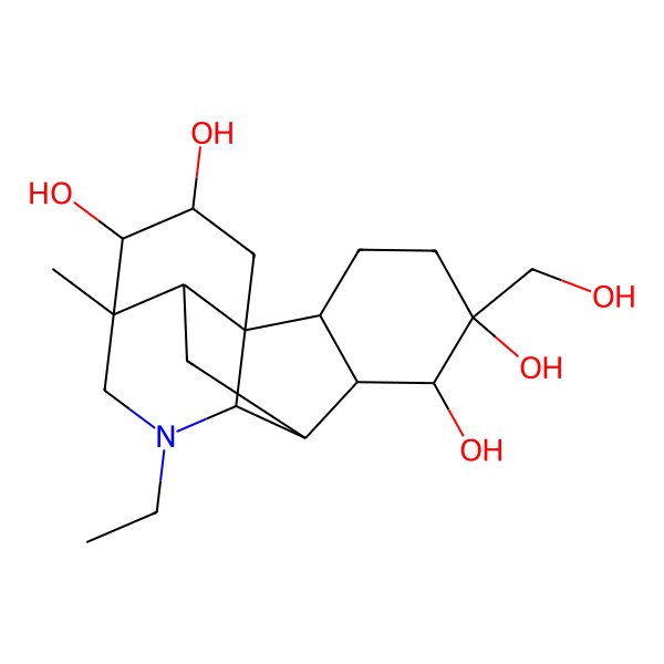 2D Structure of 7-Ethyl-12-(hydroxymethyl)-5-methyl-7-azapentacyclo[7.6.2.01,8.05,16.010,15]heptadecane-3,4,11,12-tetrol