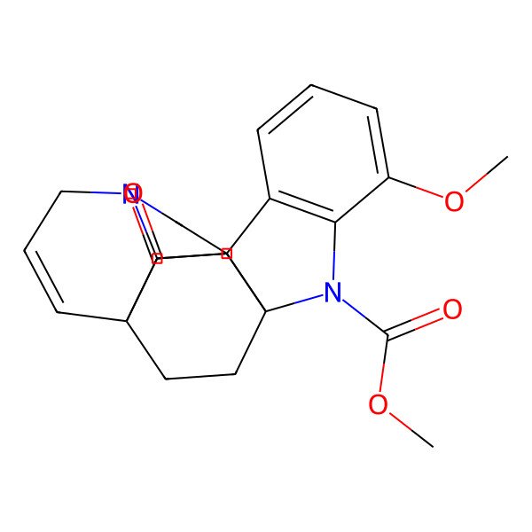 2D Structure of methyl (1R,9R,16R,21R)-4-methoxy-17-oxo-2,12-diazahexacyclo[14.2.2.19,12.01,9.03,8.016,21]henicosa-3(8),4,6,14-tetraene-2-carboxylate