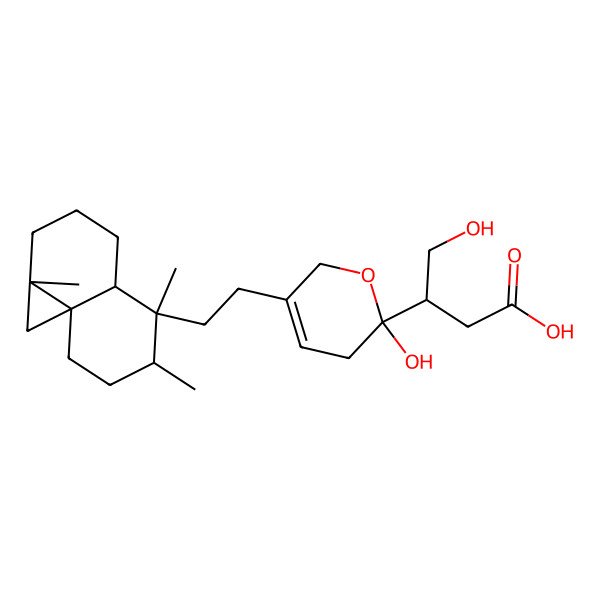 2D Structure of 3-[3-[2-(1a,5,6-Trimethyl-1,2,3,4,4a,6,7,8-octahydrocyclopropa[e]naphthalen-5-yl)ethyl]-6-hydroxy-2,5-dihydropyran-6-yl]-4-hydroxybutanoic acid