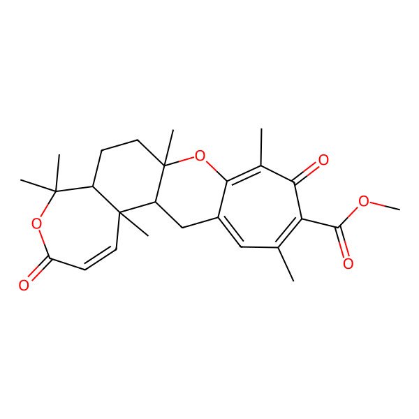 2D Structure of Methyl 2,7,7,11,14,17-hexamethyl-5,15-dioxo-6,12-dioxatetracyclo[9.9.0.02,8.013,19]icosa-3,13,16,18-tetraene-16-carboxylate