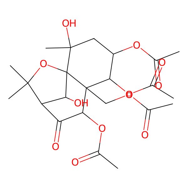 2D Structure of [(1S,2S,4S,5R,6S,7S,9R,12R)-4,5,7-triacetyloxy-2,12-dihydroxy-2,10,10-trimethyl-8-oxo-11-oxatricyclo[7.2.1.01,6]dodecan-6-yl]methyl acetate