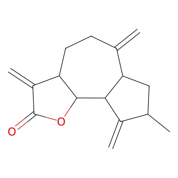 2D Structure of (3aS,6aR,8S,9aR,9bS)-8-methyl-3,6,9-trimethylidene-3a,4,5,6a,7,8,9a,9b-octahydroazuleno[4,5-b]furan-2-one