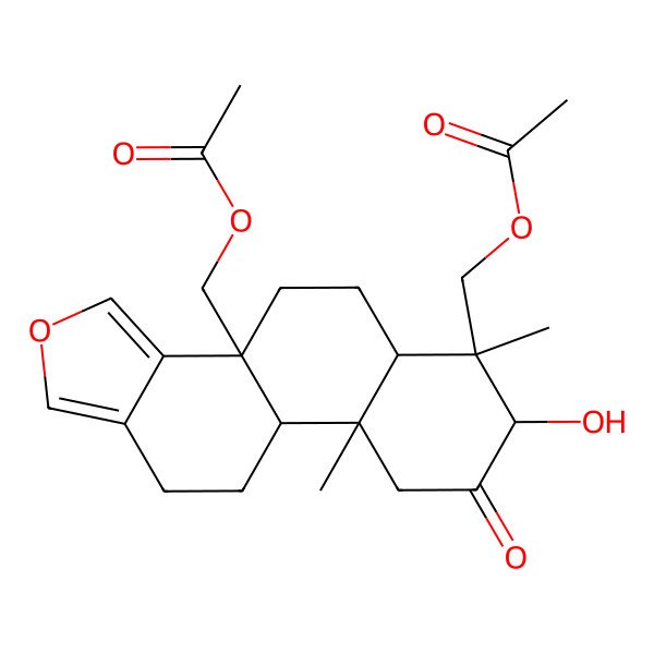 2D Structure of [(3bS,6S,7R,9aR)-3b-(acetyloxymethyl)-7-hydroxy-6,9a-dimethyl-8-oxo-4,5,5a,7,9,9b,10,11-octahydronaphtho[2,1-e][2]benzofuran-6-yl]methyl acetate