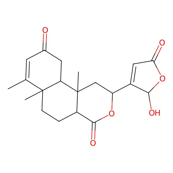 2D Structure of (2R,4aS,6aS,10aS,10bS)-2-[(2S)-2-hydroxy-5-oxo-2H-furan-3-yl]-6a,7,10b-trimethyl-2,4a,5,6,10,10a-hexahydro-1H-benzo[f]isochromene-4,9-dione