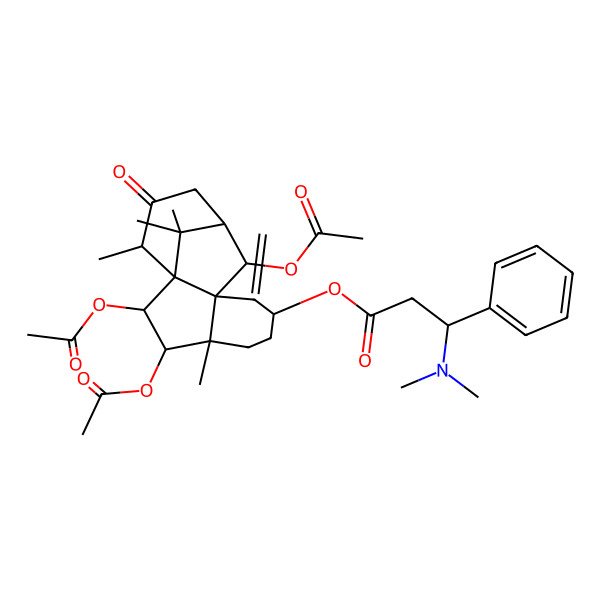 2D Structure of [(1R,2R,3R,4R,7S,9R,10R,11R,14S)-2,3,10-triacetyloxy-4,14,15,15-tetramethyl-8-methylidene-13-oxo-7-tetracyclo[9.3.1.01,9.04,9]pentadecanyl] (3R)-3-(dimethylamino)-3-phenylpropanoate